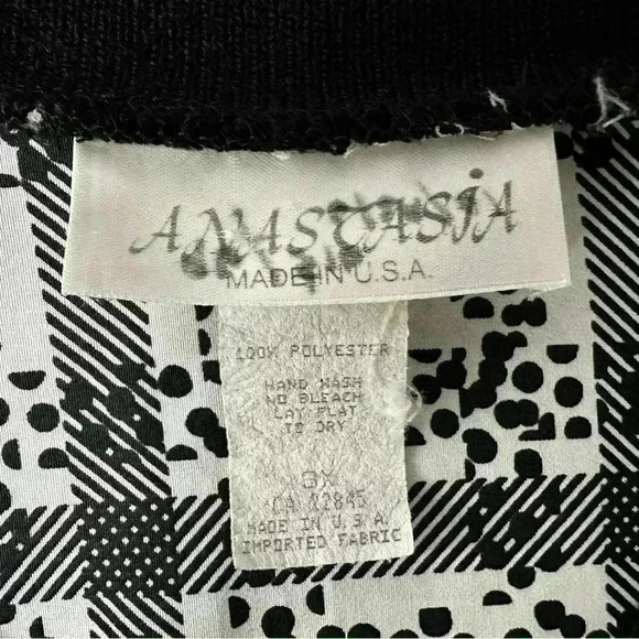 Vintage printed plaid black and white pullover size 3X - Picture 7 of 9